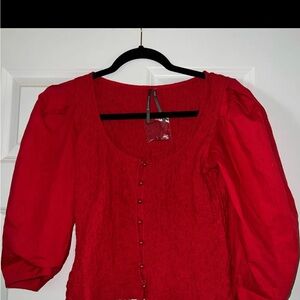 Anthropologie Red Blouse